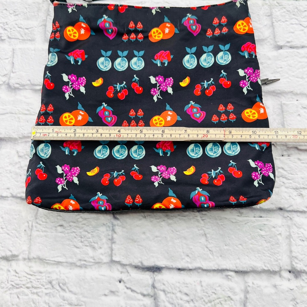 Betsyville  Johnson Crossbody Bag Retro Fruit Print Black Nylon Adjustable Strap - Picture 6 of 9